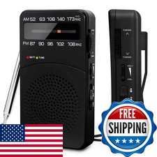 PRUNUS J-166 Portable Radio AM FM Battery Operated Tuning Light Back Clip