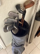 Antique Hickory Wood Shaft Stewart Irons Ironman Very Large Headed Woods Golf Cl