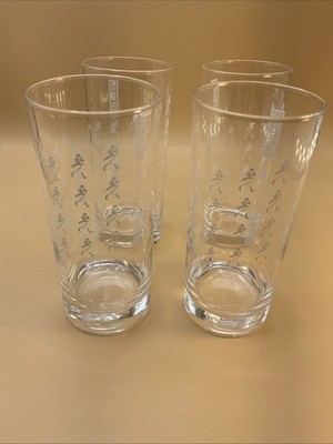 4 Johnnie Walker Scotch Whiskey Highball Glasses White Keep Walking 12oz 5 3/4''