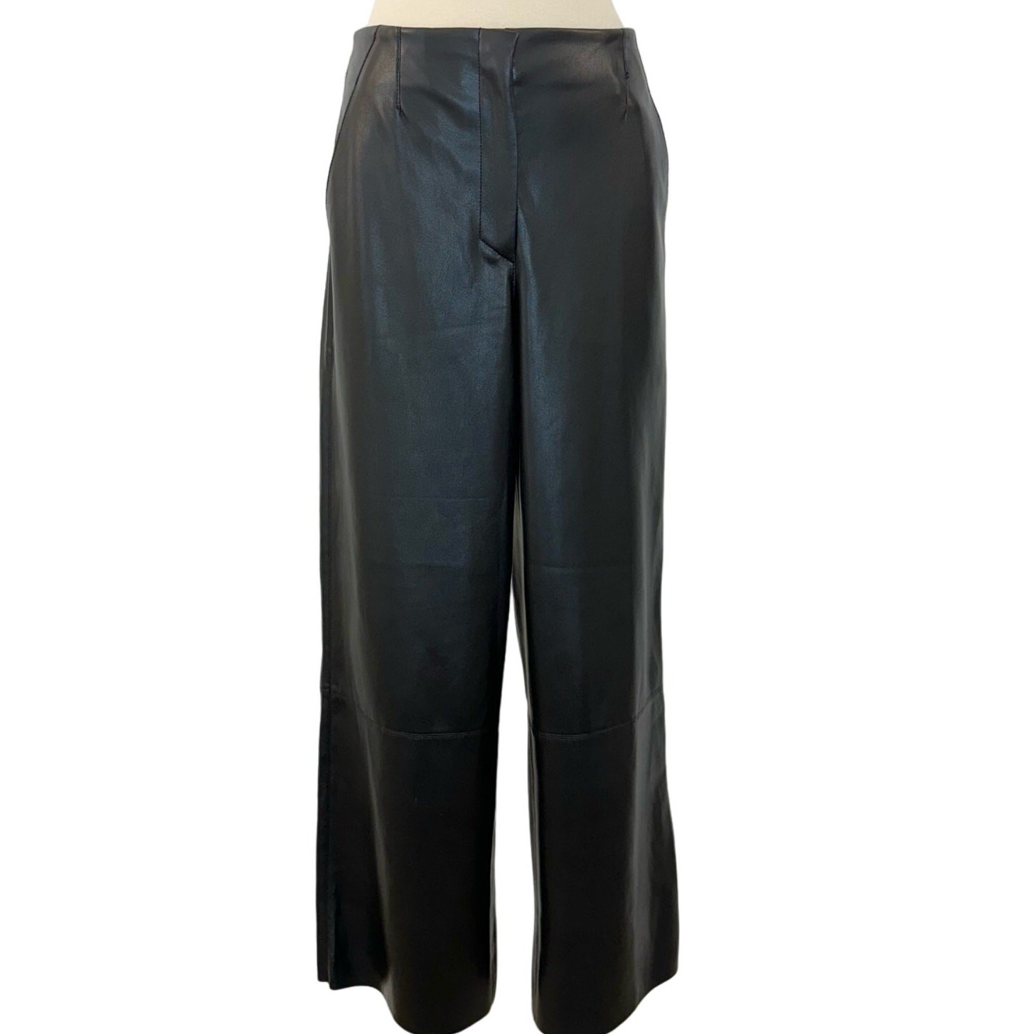 Samuel Low Rise Faux Leather Pants - Black