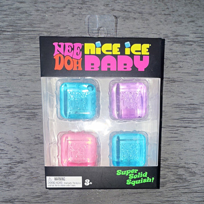 Nee Doh Nice Ice Baby Super Solid Squishy Squeeze Toy 4-Pack, Ages 3+