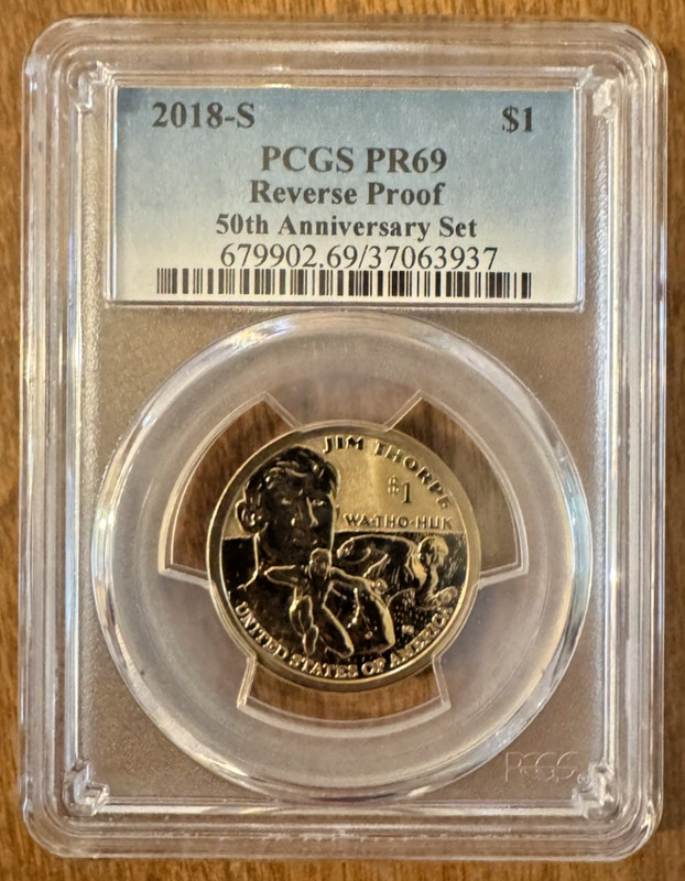 2018-S Reverse Proof Jim Thorpe Native American Dollar $1 - PCGS PR69 - San Fran