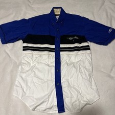 RARE Men  s U.S. Western Short Sleeve button-down shirt white/blue trim size S