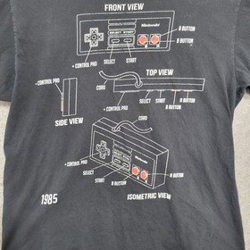 Nintendo NES Controller Shirt Mens L Black 1985 Graphic Gamer Retro Geek Tee90s