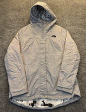 The North Face Womens Insulated Hooded Jacket Gray Medium Full Zip Snap Coat