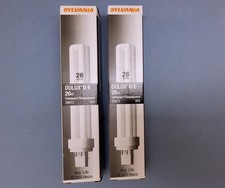 Lot 2 26W Sylvania Dulux D/E, 20673 Compact Fluorescent bulbs, G24q-3 Base