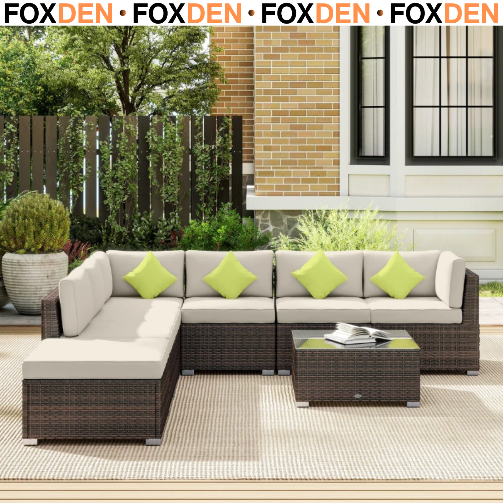 Outsunny 8Pc Rattan Sofa Garden Furniture Aluminium Outdoor Patio Set Brown - Image 2