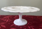 Vintage Indiana White Milk Glass TearDrop Footed Cake Plate Display Stand 10.75”