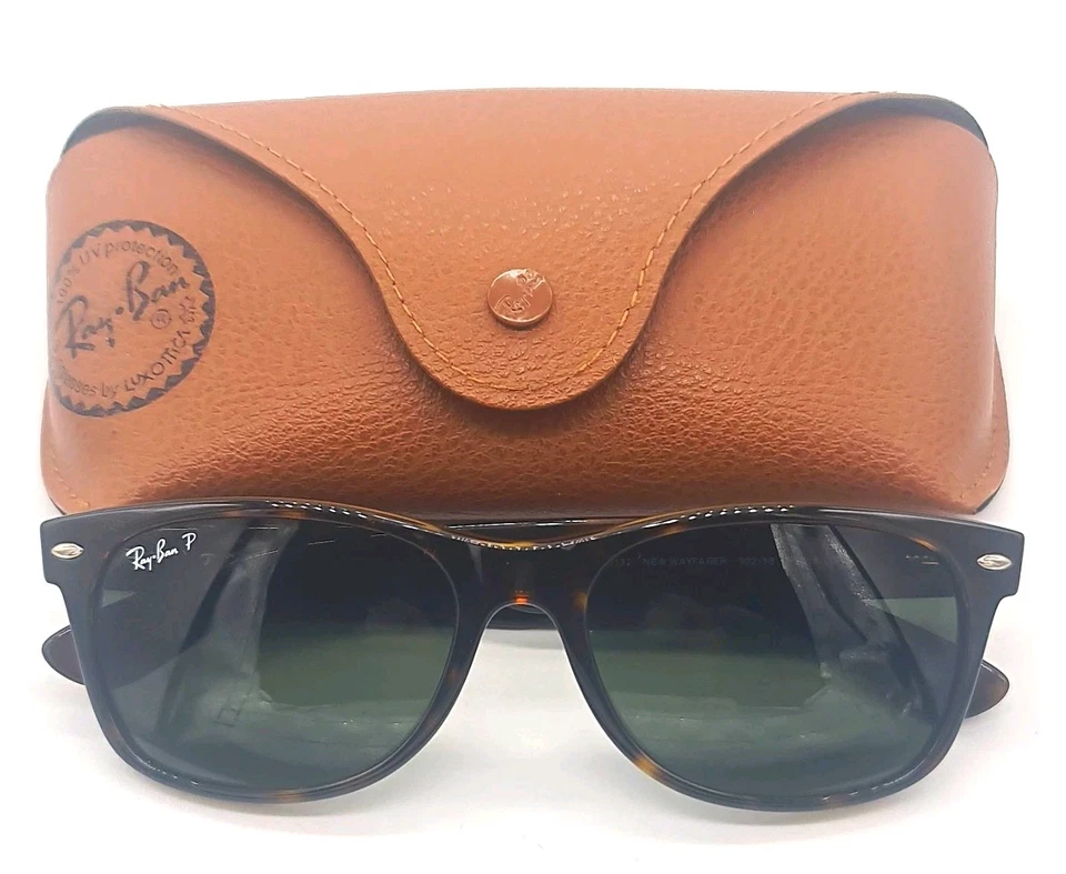 Ray-Ban RB2132 New Wayfarer Polarised Black Frame Grey Lens Sunglasses, photo 1 of 5