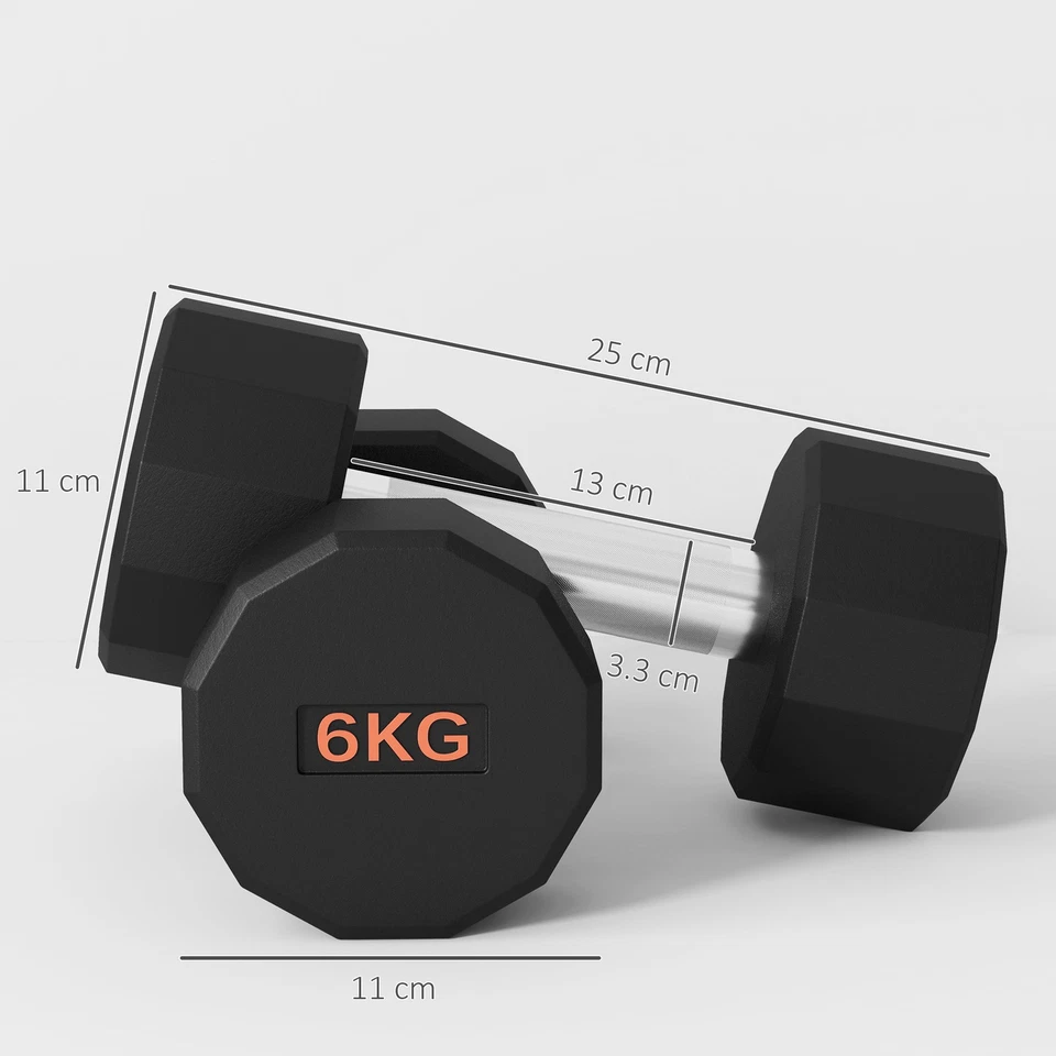 SPORTNOW Dumbbells Weights Set with 12-Sided Shape and Non-Slip Grip, 2 x 6kg, photo 3 of 5