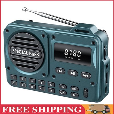 AM/FM Radio Bluetooth-Compatible/TF Mini Transistor Radio for Gym (Blue)
