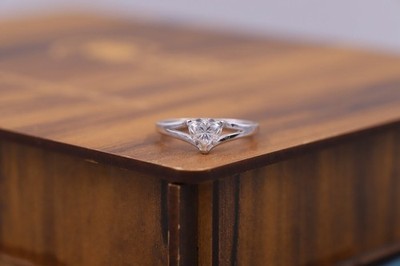 1.5 CT Trillion Cut Split Shank Moissanite Engagement Ring 14K White Gold Plated