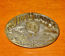 Vintage '96 Jim Beam Belt Buckle Bourbon Whiskey Metal Brass Limited Edition USA