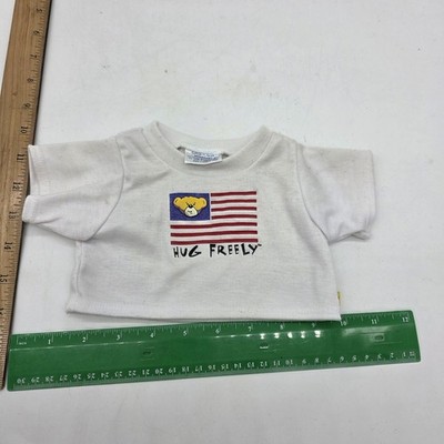 Build-A-Bear Workshop Hug Freely Flag Shirt 16in Bear Clothes White Patriotic