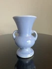 Vintage Pottery Vase USA Small Blue 5" Tall Double Handle