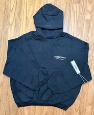 Fear of God Essentials Hoodie Black White (FW24) Size LARGE