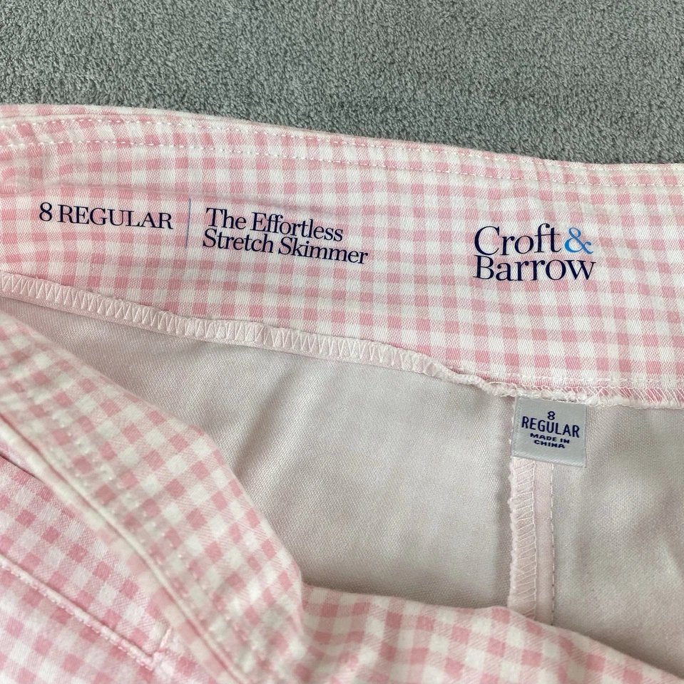 Croft & Barrow Women’s Bermuda Shorts Sz 8 Pink White Check Stretch C16 - Image 2 of 4