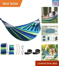 Large Soft Breathable Hammock with Detachable Bar & Pillow - Perfect for Camping