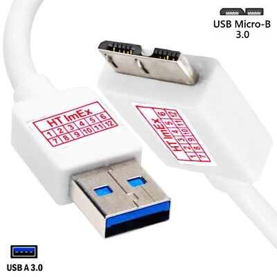 Weiß USB 3.0 Datenkabel für Festplatte TOSHIBA HDTB105EK3AA STOR.E Basics