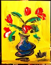 RED FLORAL by Mark Kazav  Abstract Modern CANVAS Original Oil PaiDFBT 