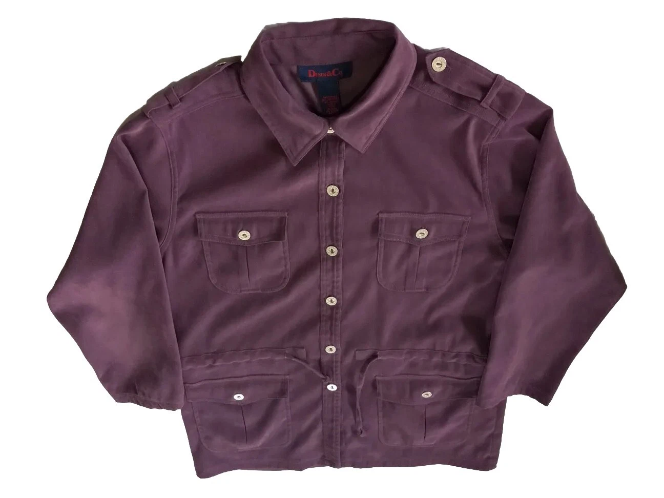 VETEMENTS Denim&Co. Giacca donna media chambray bottoni tasche vita coulisse viola