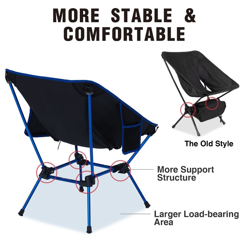 Lighweight Foldable Camping Chair, Plus Size Backpack Chair, Portable