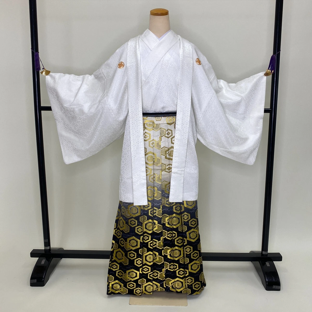 Japanese Kimono Men's Hakama Haori Nagagi Crest free shipping G-457 | eBay