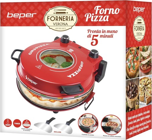 Beper P101CUD301 Pizzaofen mit Bullauge, 400°, 31 cm Keramikplatte, 5 Kochstufen - Bild 7 von 8