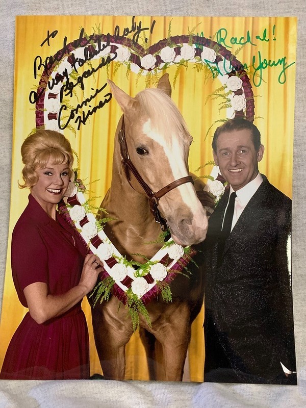 Alan Young Mr Ed autograph photo Scrooge McDuck voice also Connie Hines horse
