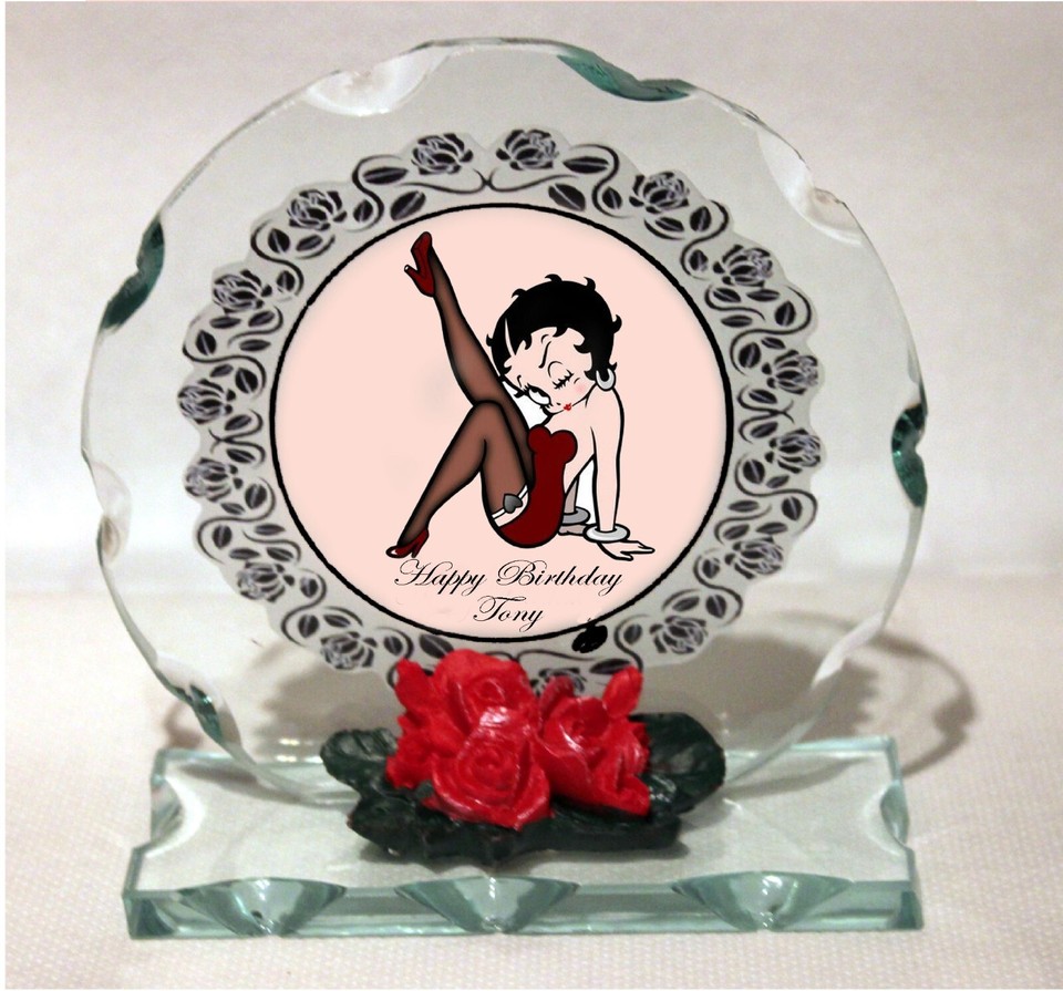 Betty Boop Any Occasion, Sexy, Cut Glass Round Plaque, by Cellini