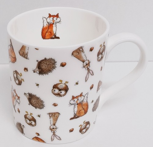 Woodland Friends Mugs Set 4 Bone China Fox Hare Hedgehog Owl Large Balmoral 14oz - Picture 6 of 10