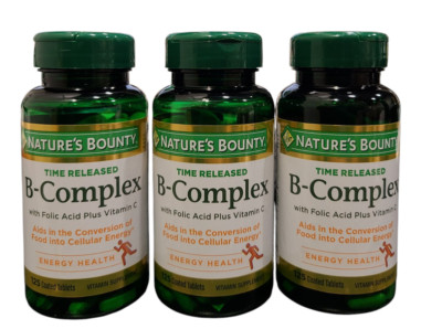 LOT OF 3 Nature's Bounty Time Released B-Complex Supplements, 125 Ct EX.05/27