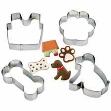 Dog Cookie Cutters - 4 Pcs - Dog,Paw Print,Dog House,Dog Bone,Biscuit Mold