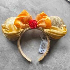 Disney Park Belle Mickey Minnie Mouse Ears Beauty and the Beast Bow Headband