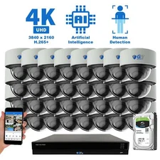 32 Channel NVR 32 4K PoE IP Color Night Vision Microphone Security Camera System