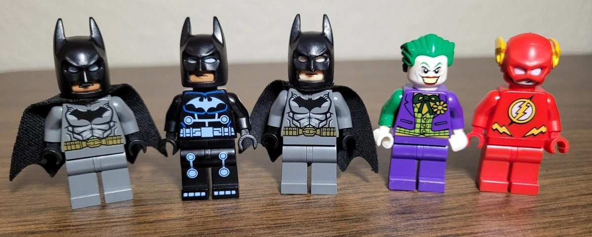 Lot 5x DC Lego Minifigures Joker Lime Vest Flash Batman 2x Electric Suit