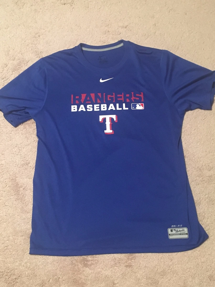 Texas Rangers Blue Nike Dri-Fit Shirt (Size L)