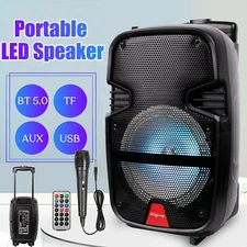 8" 4400W Bluetooth Portable Speaker Bass Subwoofer System w/Mic Remote FM TF