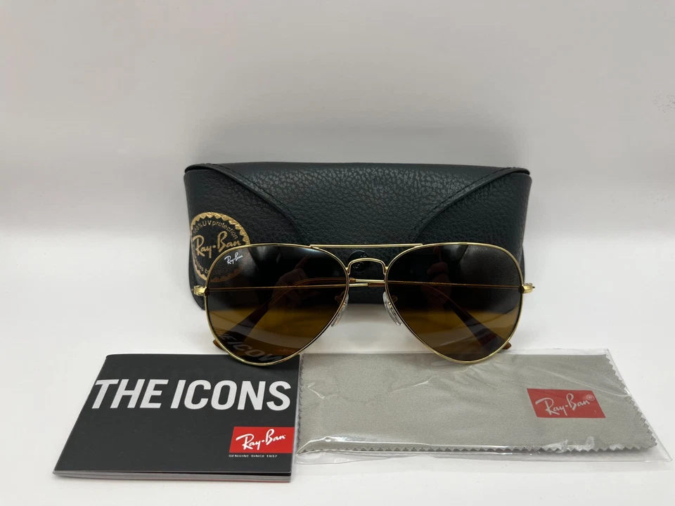 Authentic Ray Ban Classic Aviator Gold Frames, Brown Lenses RB3025 58mm - Image 2 of 4