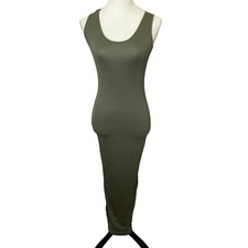 NWT  Prettylittlething Olive Basic Simple Maxi Dress   Size 4