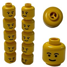 LEGO MINIFIGURE HEAD Standard Grin, Black Eyebrows, Thick Mouth NEW LOT OF 10