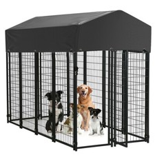 Luxury Outdoor Dog Kennel Pet House Enclosure Run Cage Playpen with Roof  Cover
