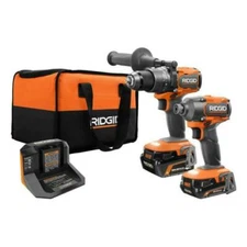 RIDGID 18V Brushless Hammer Drill & 3-Speed Impact Driver Kit (R9208) –Brand New