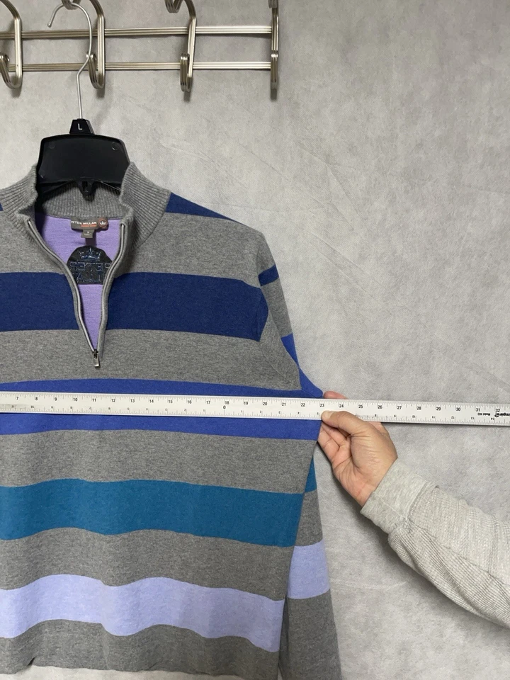 Peter Millar Sweater Men L Colorblock 1/4 Zip Pullover Crown Sport Golf Rainbow - Image 3 of 4