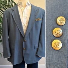 HART SCHAFFNER MARX MENS BLAZER SIZE 48 LIGHT BLUE SPORT COAT GOLD BUTTON JACKET