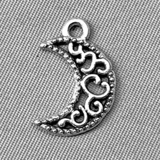 Filigree Crescent Moon Charms 18x12mm Antique Silver Plated Alloy Q6 Per Pkg