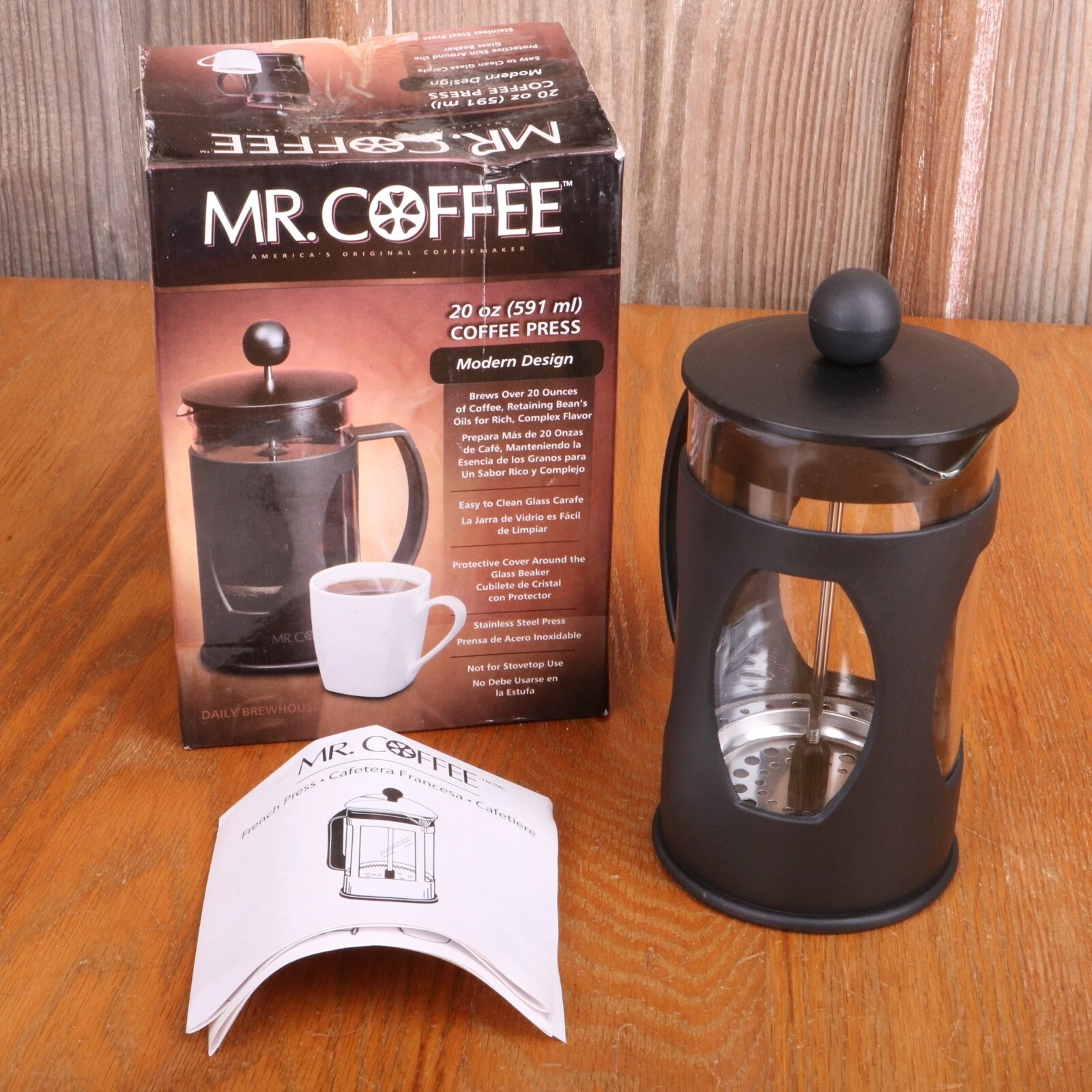 Mr. Coffee GIB022310 Modern Design 20oz 591 ml Stainless Steel Coffee Press
