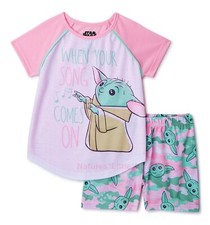 NWT Baby Yoda Girls Pajamas Star Wars The Mandalorian Size 4 - 10 T Shirt Shorts