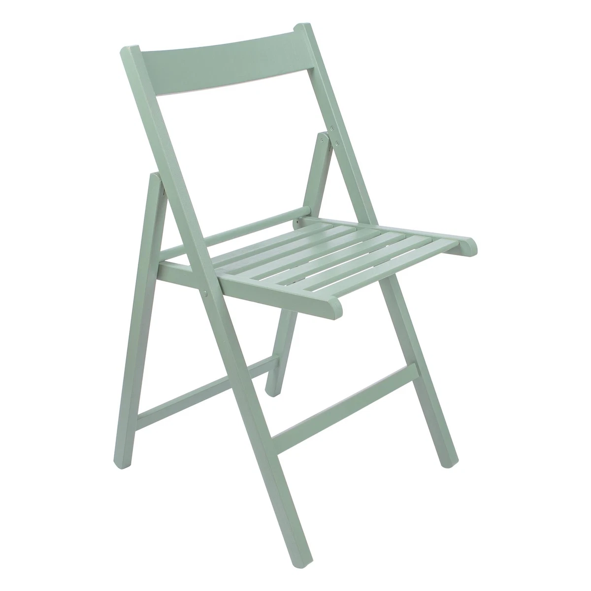 1x Sage Green Wooden Folding Chair Foldable Space Saving Slatted
