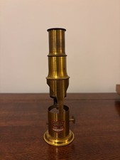 Antique Pocket Field Microscope, English, Brass, Instrument, Edwardian, C.1910